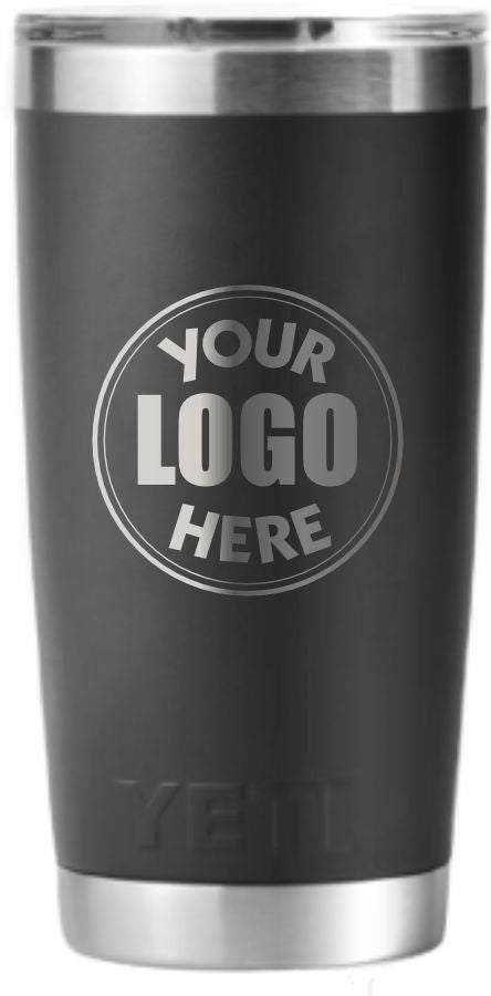 Custom branded yeti tumblers and bottles with company logo