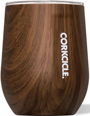Corkcicle 12 oz Stemless Wine Tumbler  Walnut Wood